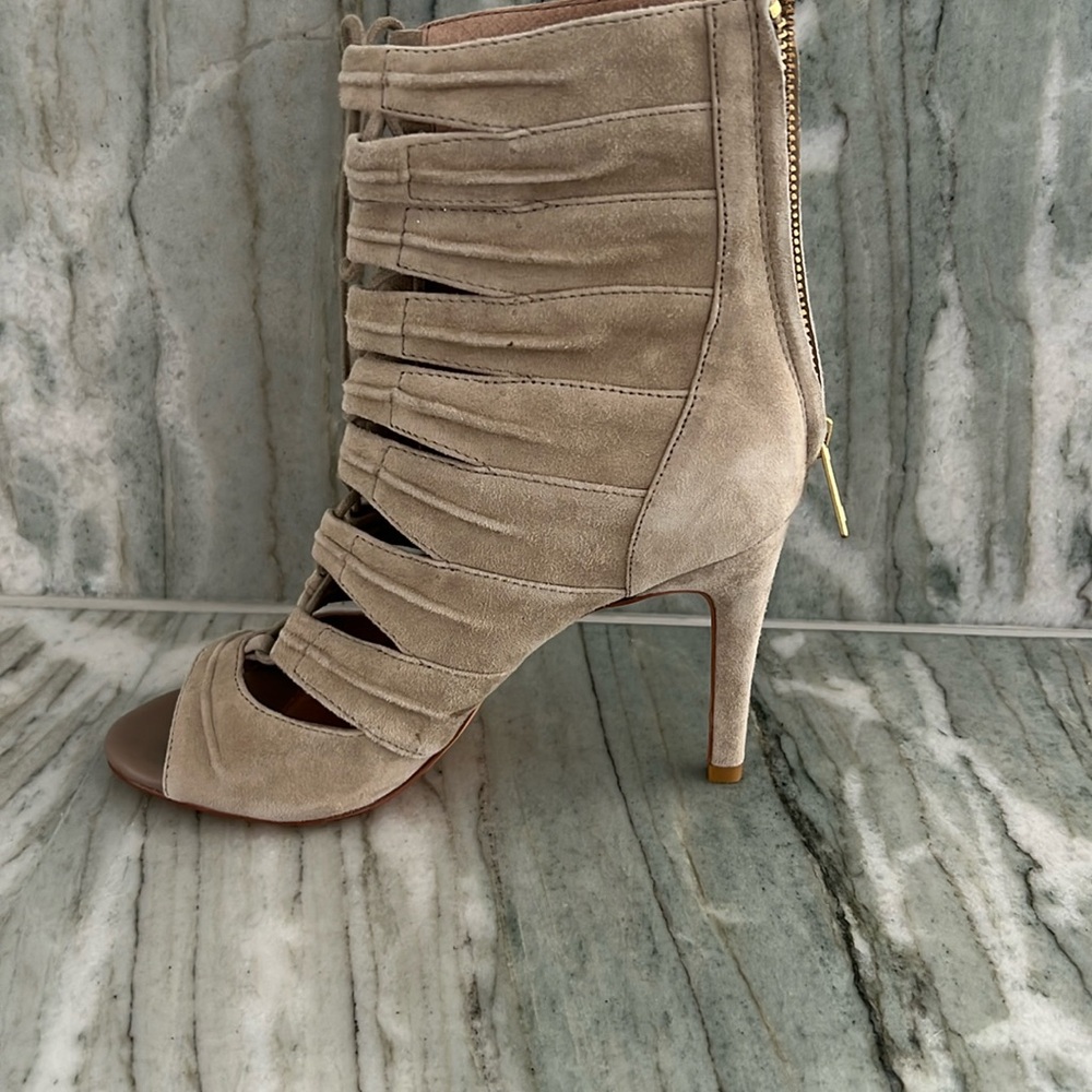 Suede lace up booties